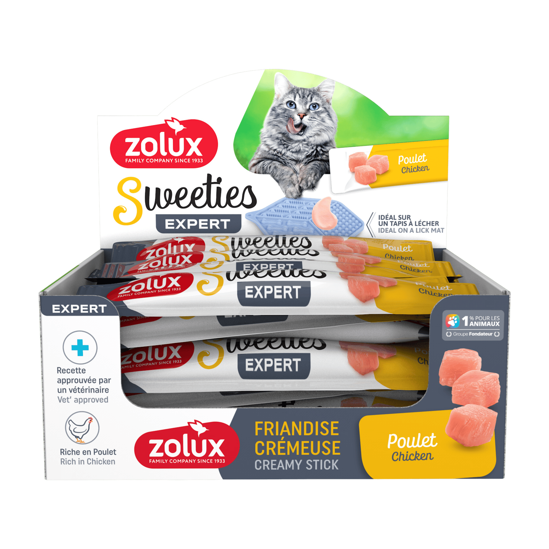 Pochoutka kočka SWEETIES kuřecí krém.tyčinka 14g Zolux