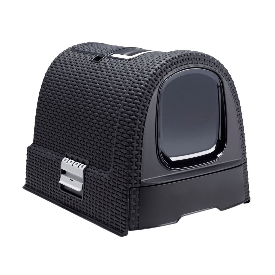 Curver WC kočka kryté domek Rattan 39x39x51cm antracit