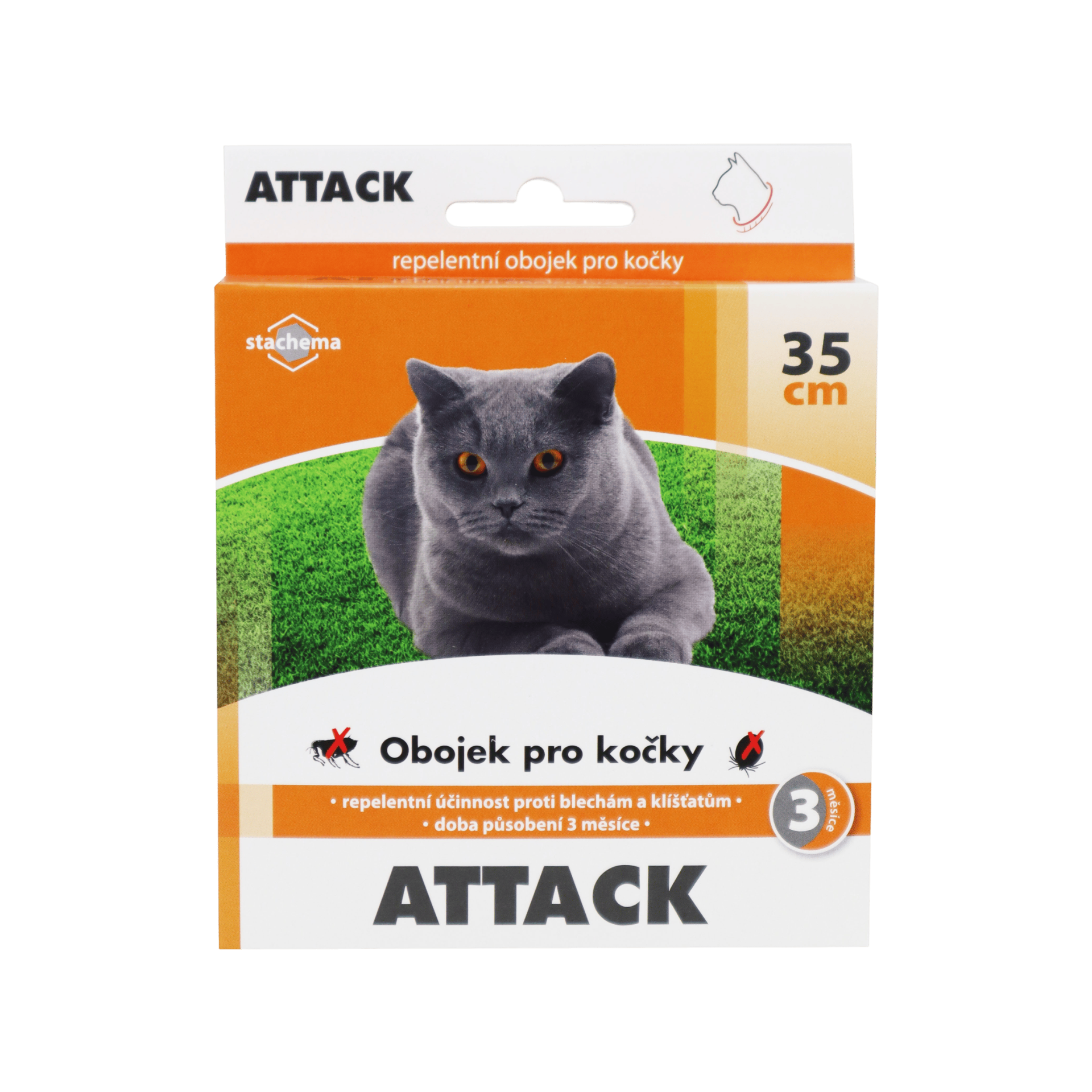 Attack obojek antiparazitární kočka 35cm