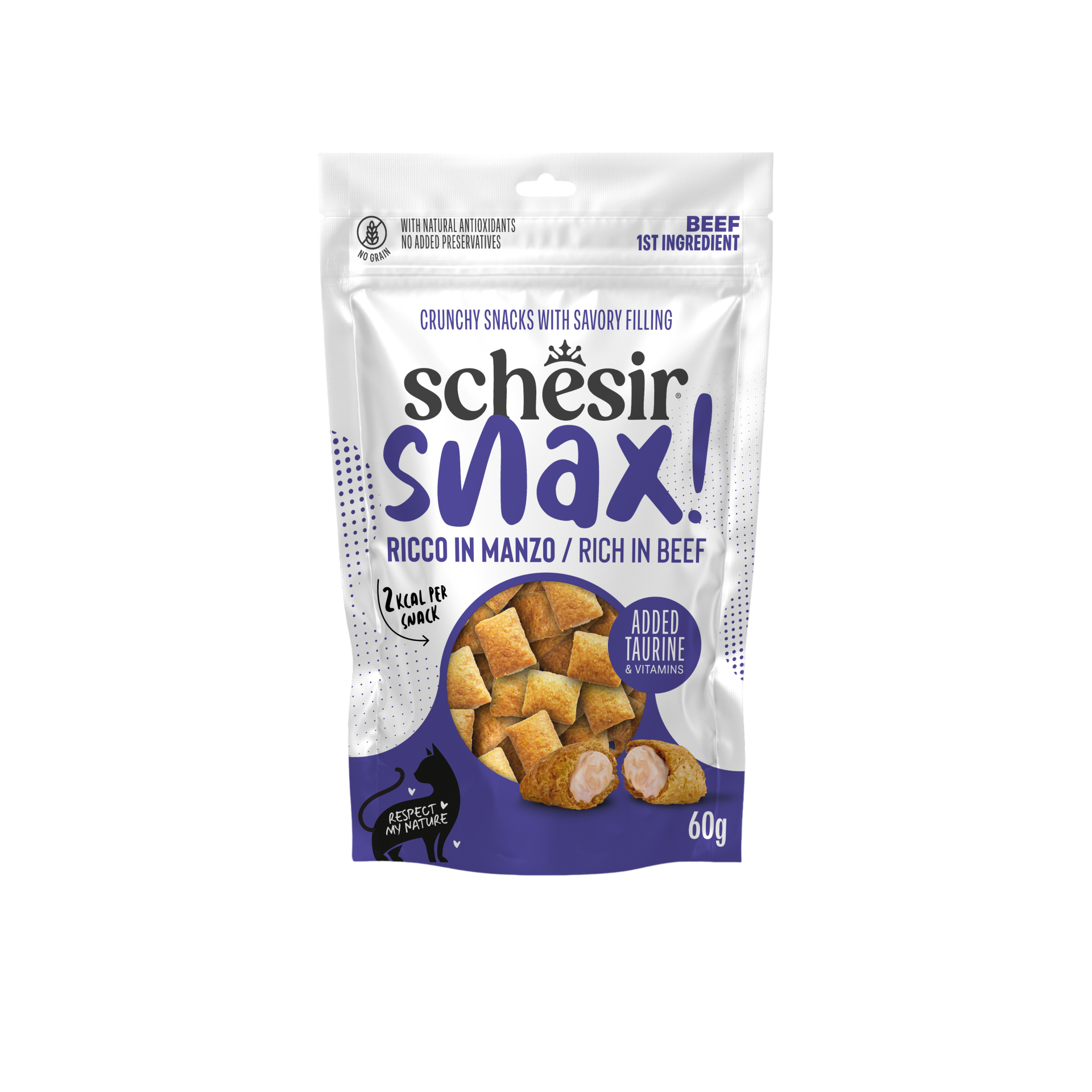 Schesir Cat Snax! pochoutka Hovězí polštářky 60g