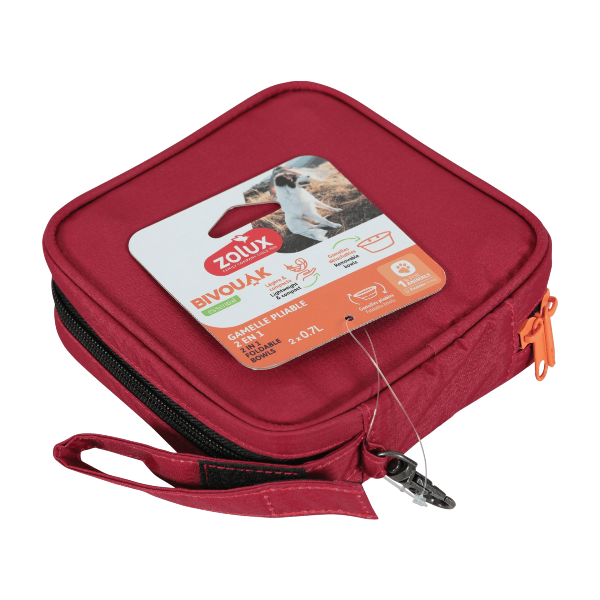 Miska skládací 2v1 BIVOUAK 2x700ml červená Zolux
