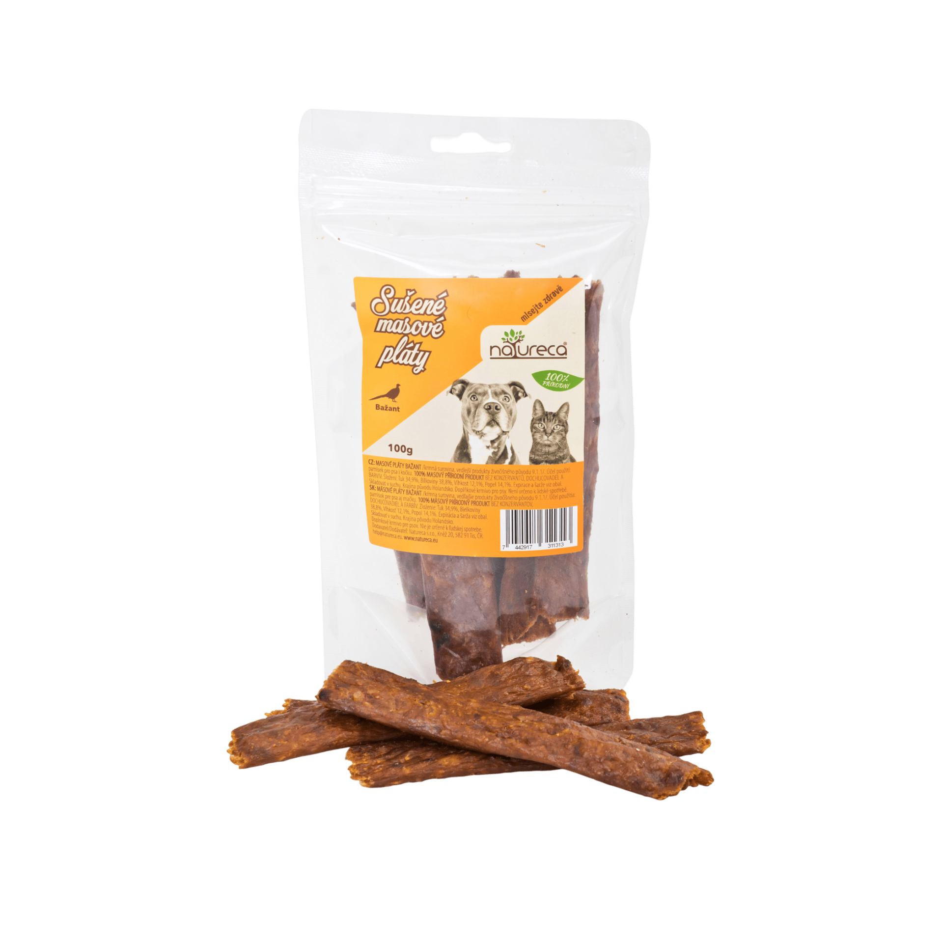 NATURECA pochoutka Masové pláty Bažant,  100%maso 100g