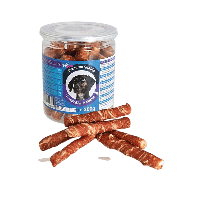 Pochoutka KIDDOG jehněčí steak na buv.tyčince,dóza200g