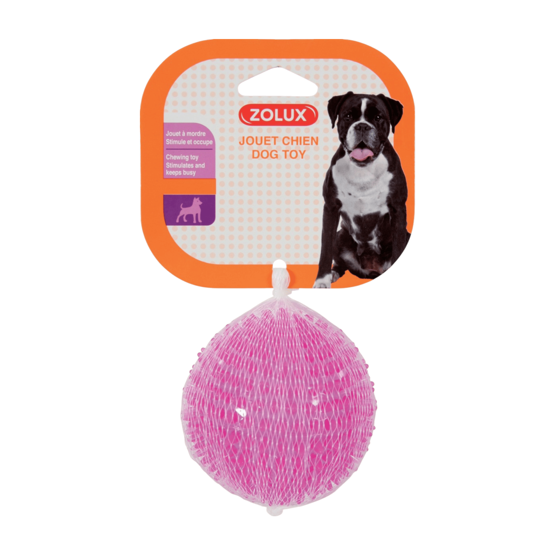 Hračka pes BALL SPIKE TPR POP 8cm s ostny růž Zolux