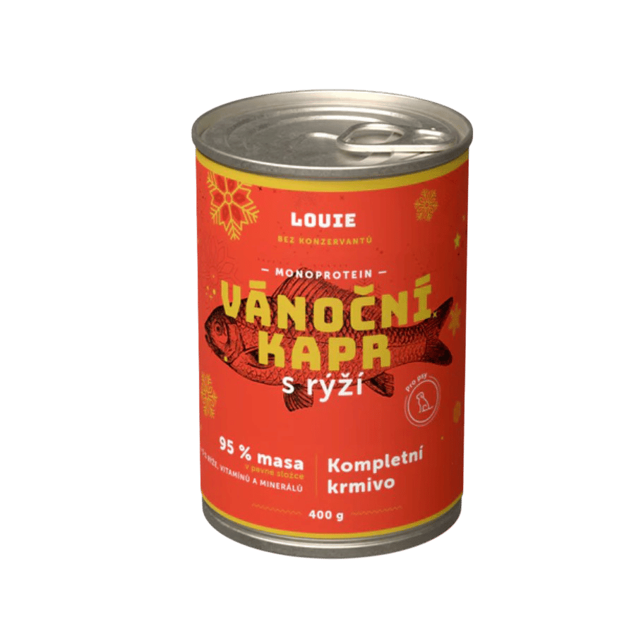 Louie Dog konz. Vánoční kapr s rýží 400g