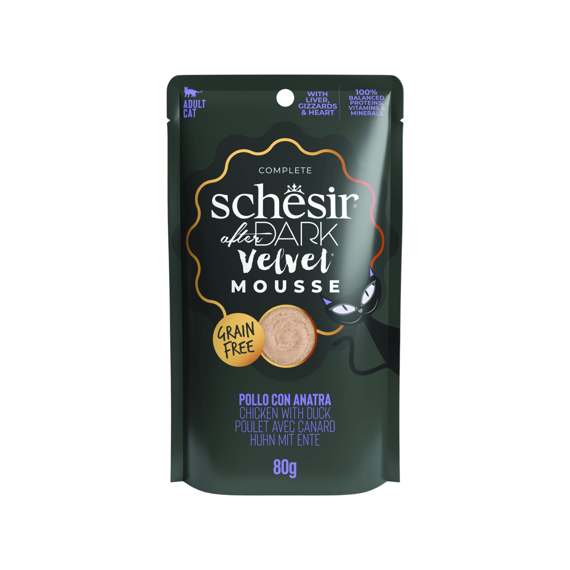 Schesir Cat kapsa After Dark Velv.Mousse kuře/kachn80g