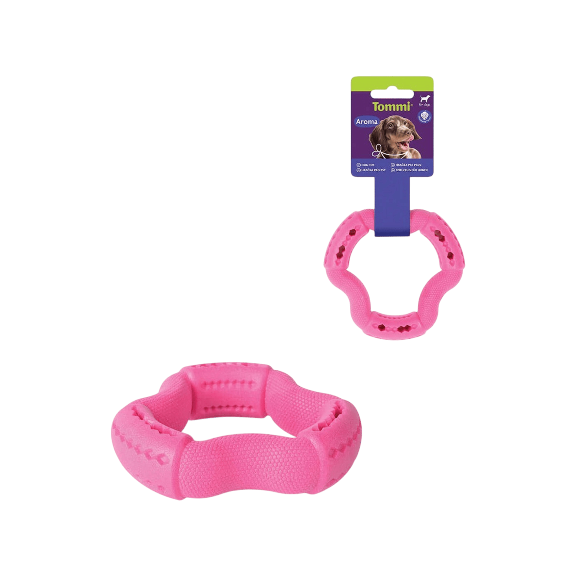 Hračka pes Aroma Triangle pamlskovník, růžový 12cm