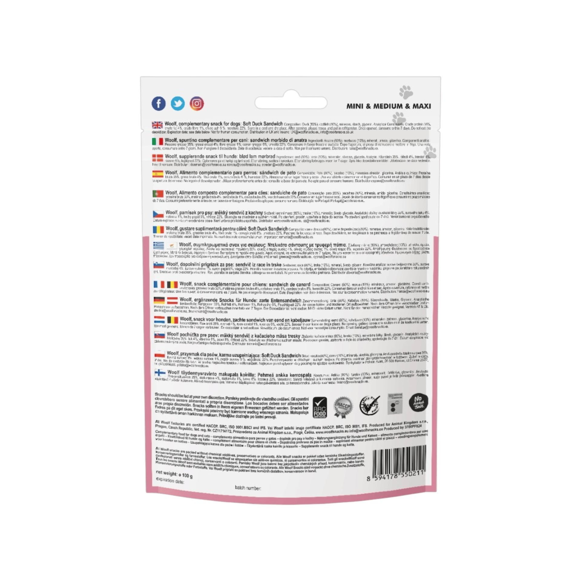 WOOLF pochoutka Soft Sandwich of Duck 100g