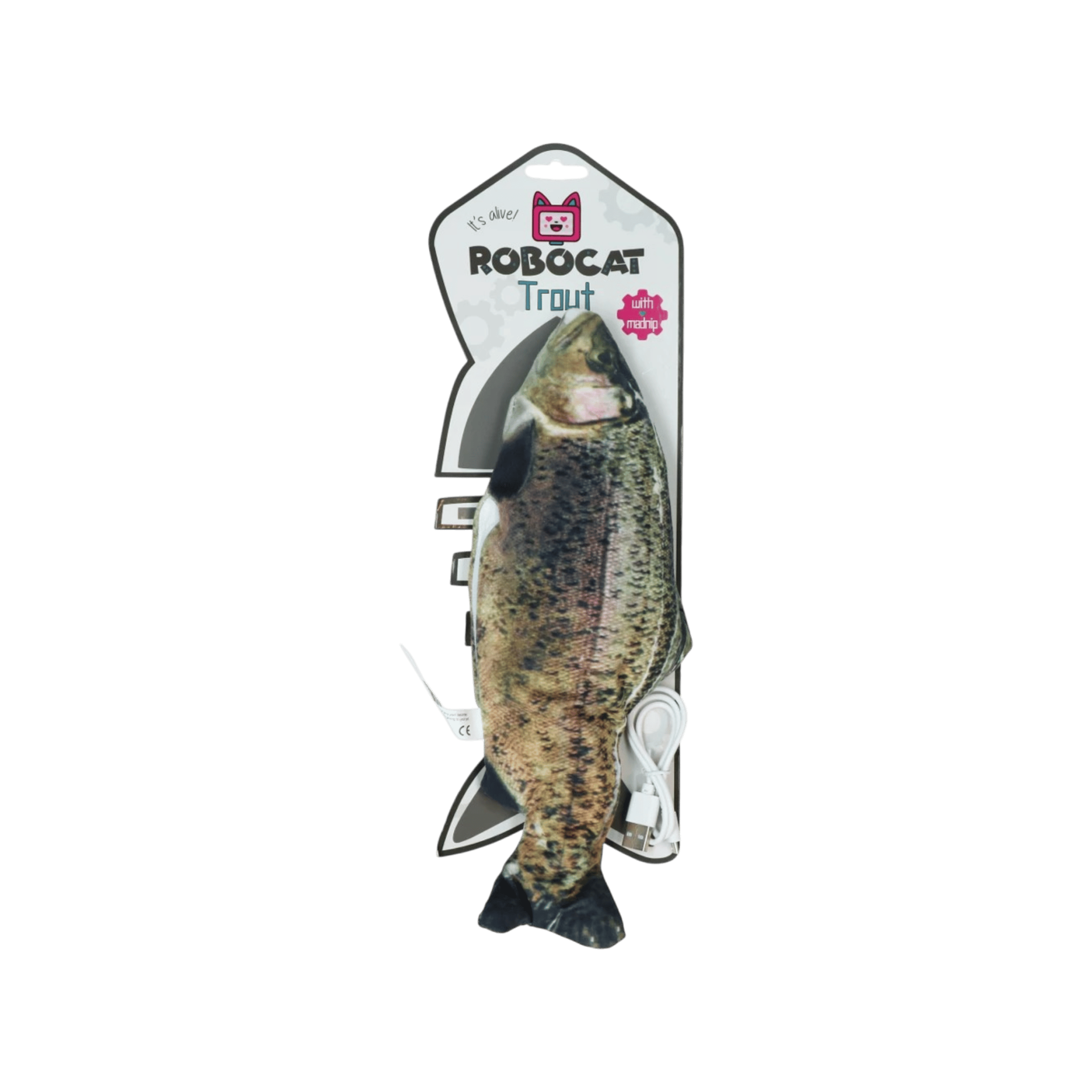 Hračka kočka Robocat Fish pstruh madnip, USB 30cm