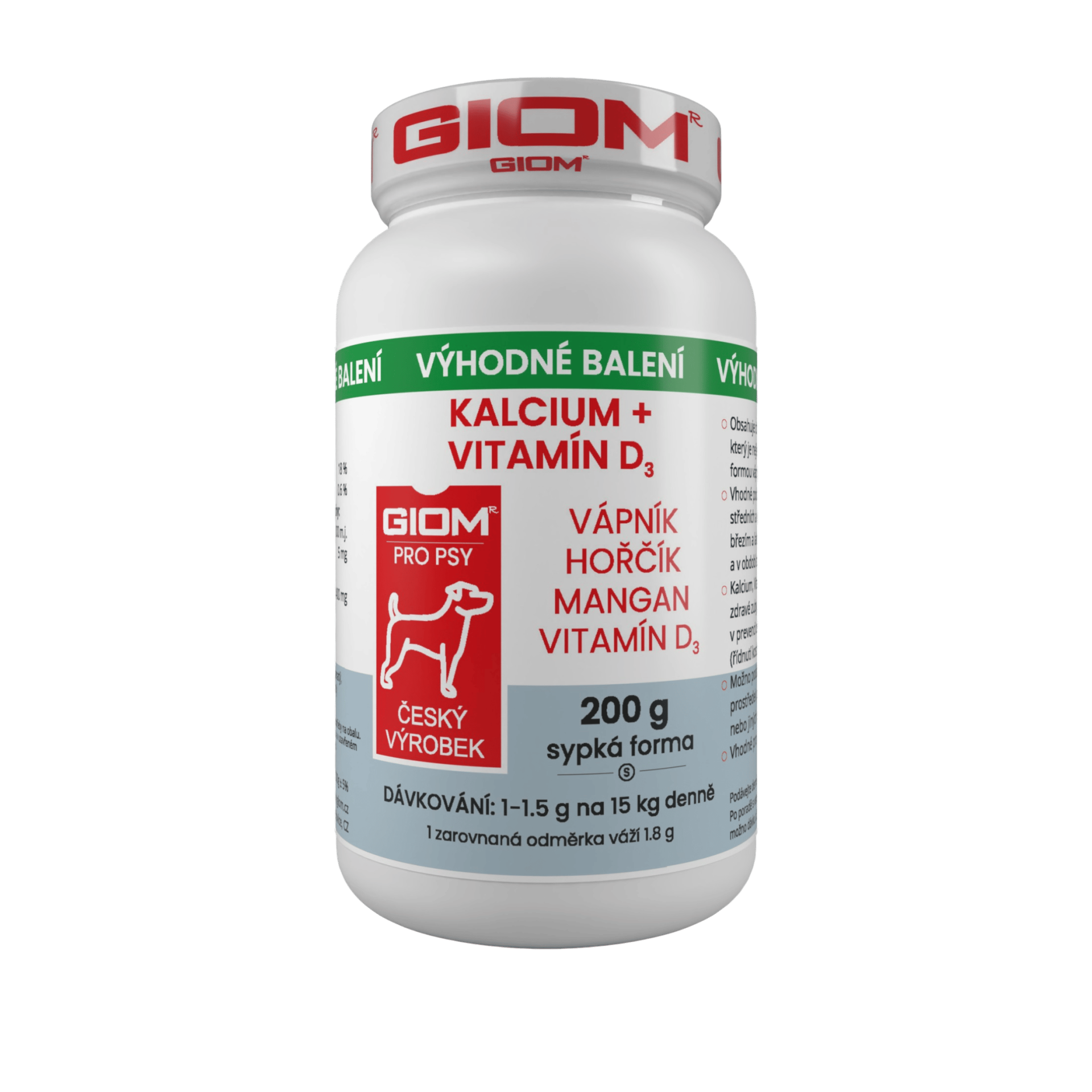 Giom S pes Kalcium+D3 200g plv