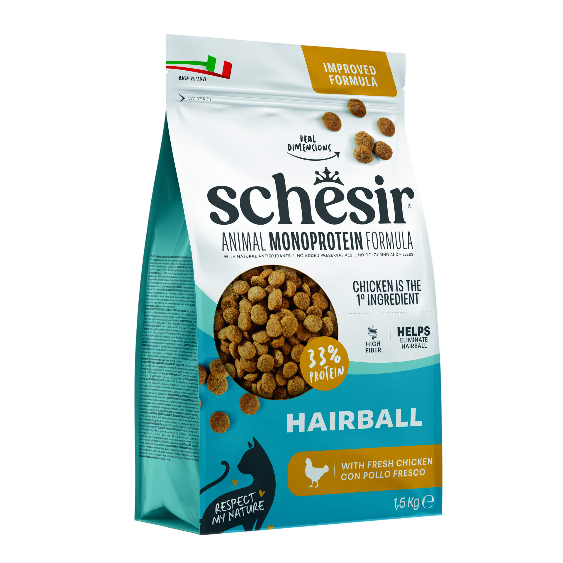 Schesir Cat Animal Monoprotein Hairball kuřecí 1,5kg