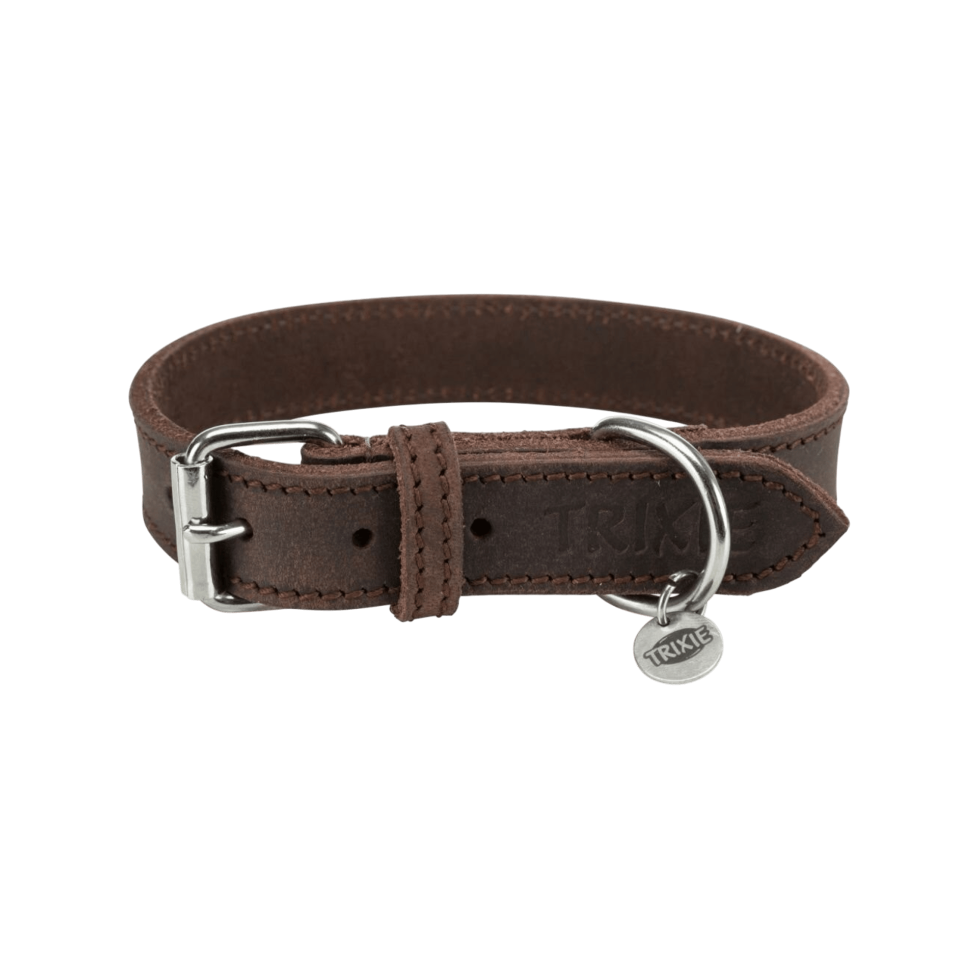 Obojek kožený Rustic M-L 42-48cm/25mm tm.hnědý TR