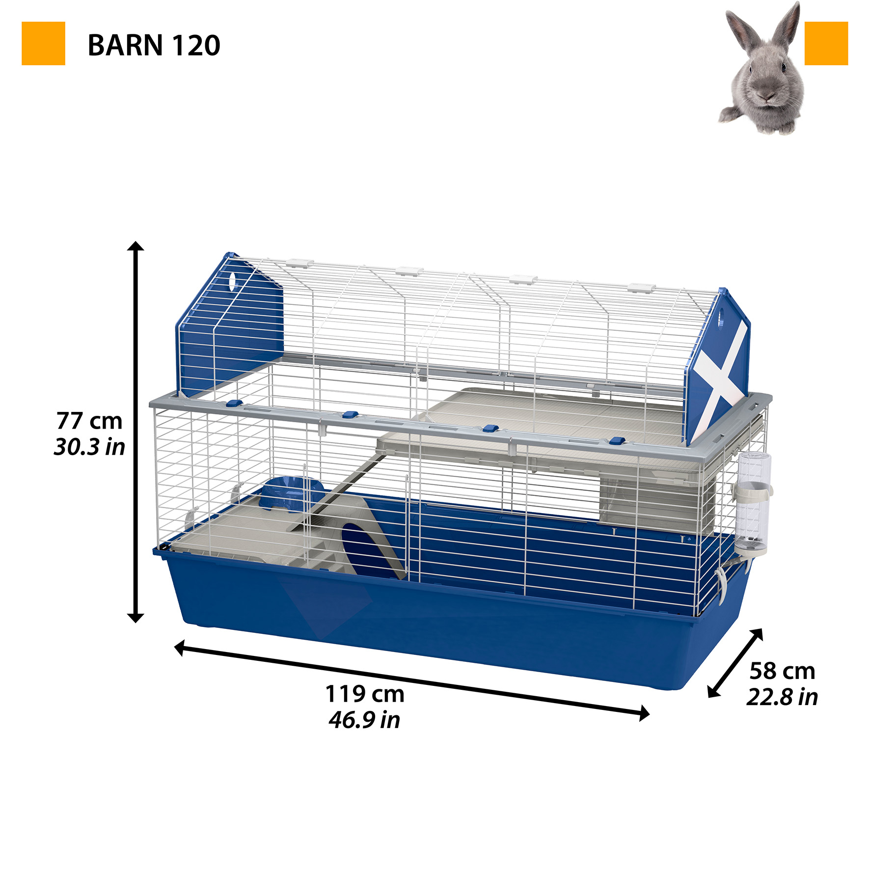 Klec BARN 120 pro hlodavce 119x58x77cm šedá  FP