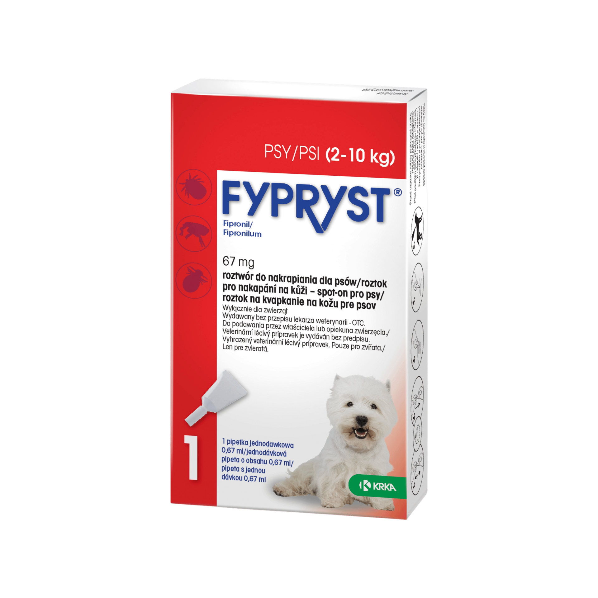 Fypryst Spot-on Dog S sol 1x0,67ml (2-10kg)