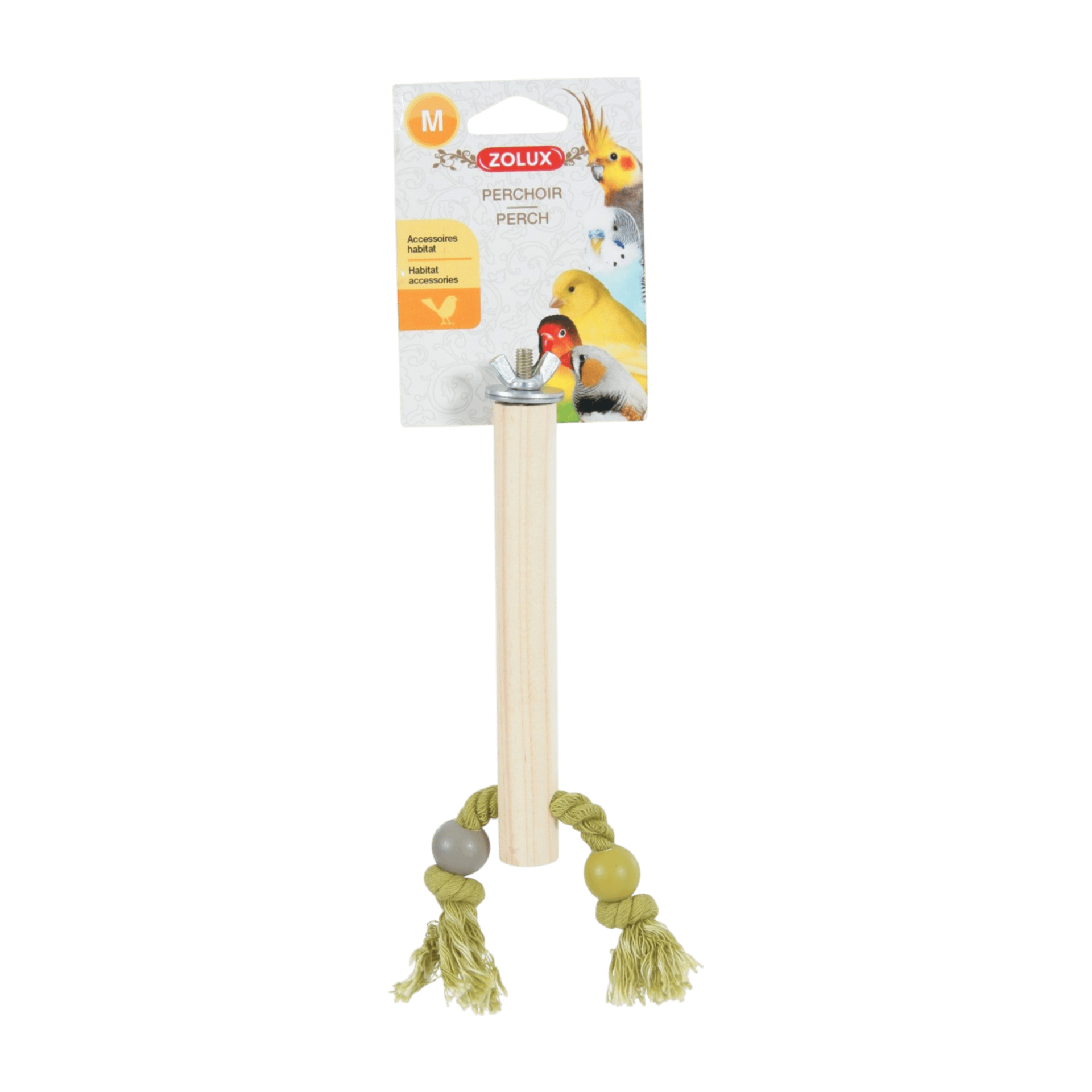 Bidlo pro ptáky dřevěné s lanem M 17cm Zolux