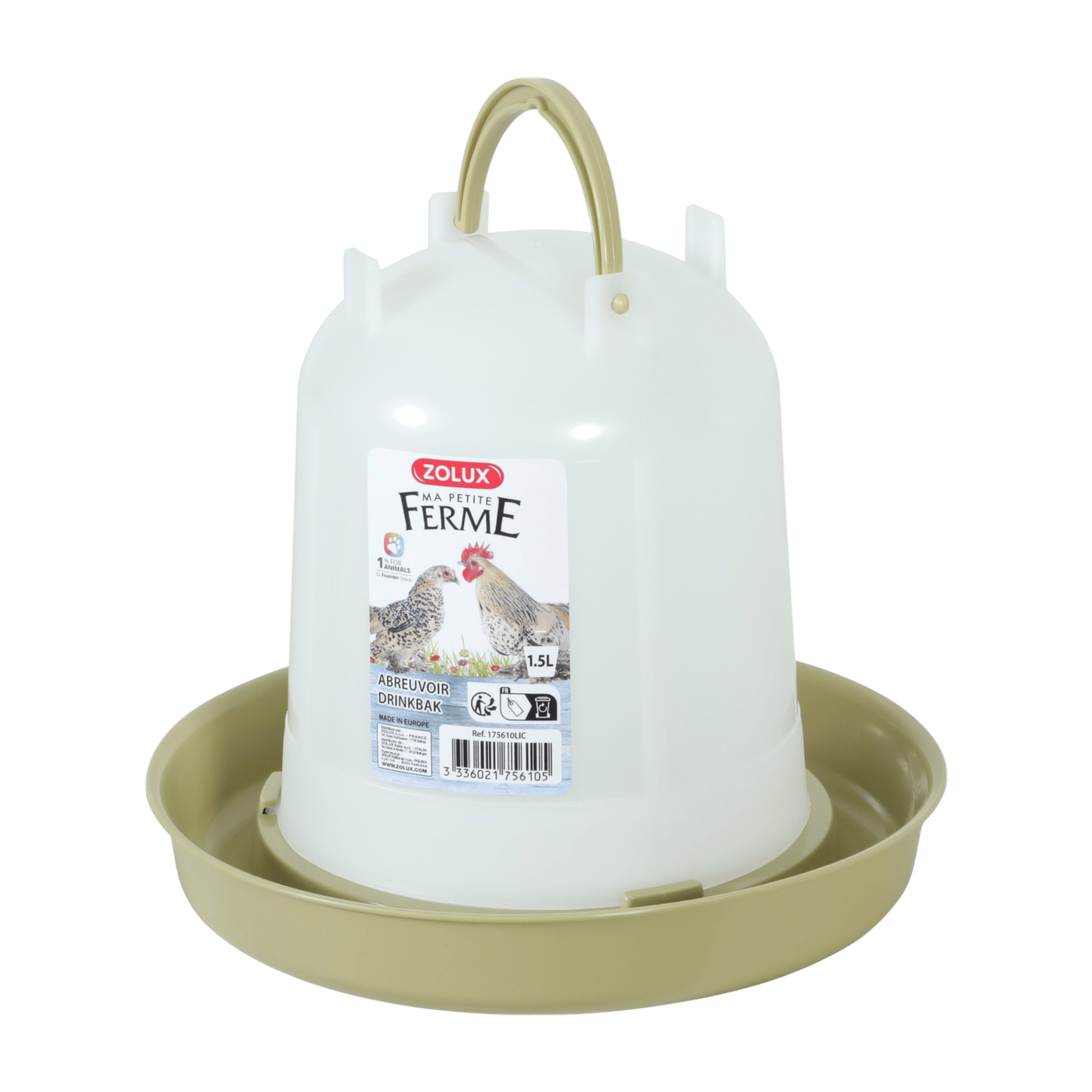 Žlab pitný pro drůbež 1,5l zelená Zolux