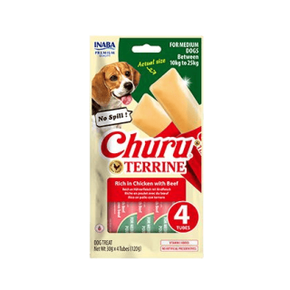 Churu Dog Terrine kuřecí s hovězím plemena M 4x30g