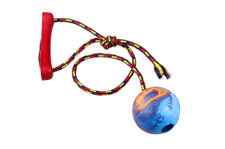 Hračka pes Míč aport. na šňůrce plovací Vanil. 8 cm SP