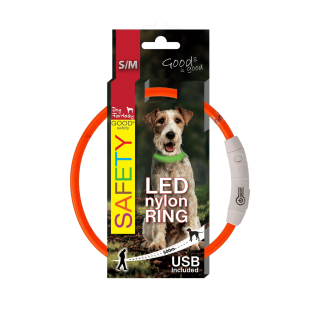 Obojek DOG FANTASY světelný USB oranžový 45cm 1ks