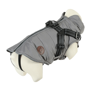 Obleček bunda pro psy S POSTROJEM černošedá 25cm Zolux