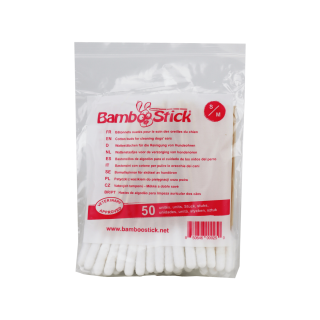 Tyčinky vatové BambooStick S/M pro čišt. uší psů 50ks