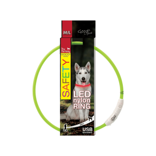 Obojek DOG FANTASY světelný USB zelený 65cm 1ks