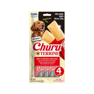 Churu Dog Terrine kuřecí s hovězím plemena L 4x54g