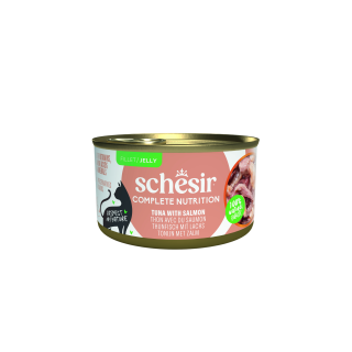 Schesir Cat konz.Compl.Nutrition Tuňák+losos želé 85g
