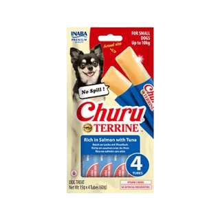 Churu Dog Terrine losos s tuňákem plemena S 4x15g