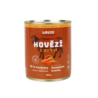 Louie Dog konz. Hovězí s mrkví a prebiotiky 800g