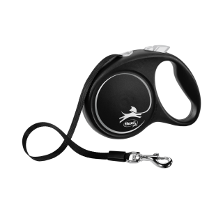 Vodítko FLEXI Black Design M pásek 5m/25kg stříbrná