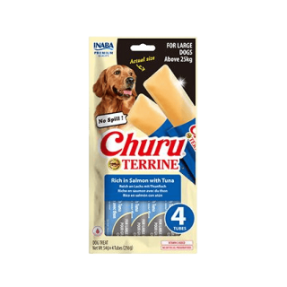 Churu Dog Terrine losos s tuňákem plemena L 4x54g
