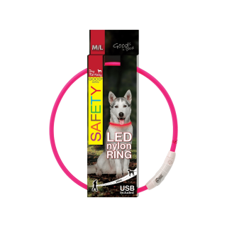 Obojek DOG FANTASY světelný USB růžový 65cm 1ks