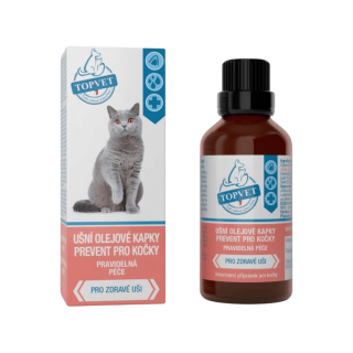 Ušní kapky Prevent pro kočky TOPVET 50ml