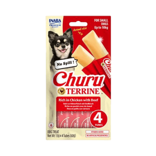 Churu Dog Terrine kuřecí s hovězím plemena S 4x15g
