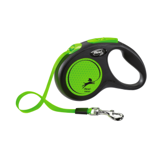 Vodítko FLEXI Neon New S pásek 5m/15kg černá/zelená