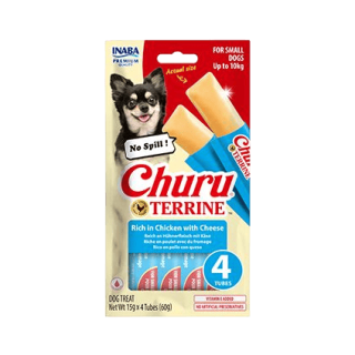 Churu Dog Terrine kuřecí se sýrem plemena S 4x15g