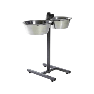 Psí bar na 2misky nerez 4,5l/29cm, nast.výška 60cm TR
