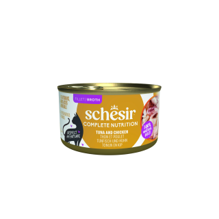 Schesir Cat konz.Compl.Nutrition Tuňák+kuře vývar 85g