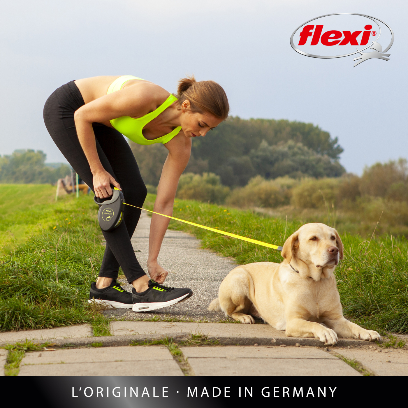 Vodítko FLEXI Giant Professional L pásek 10m/50kg neon