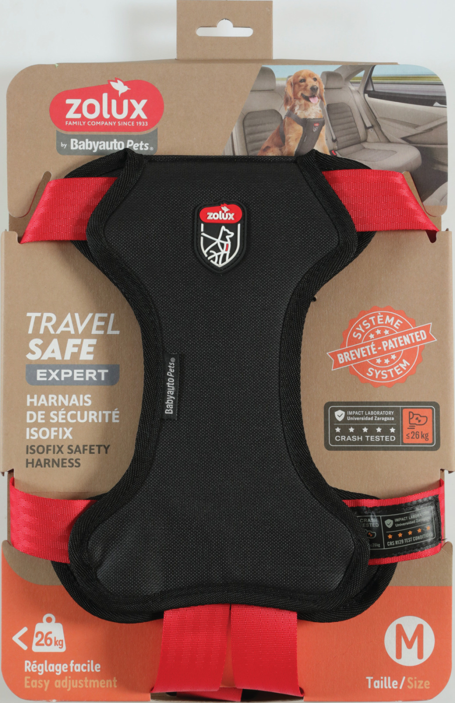 Postroj TRAVEL SAFE M Isofix červený Zolux