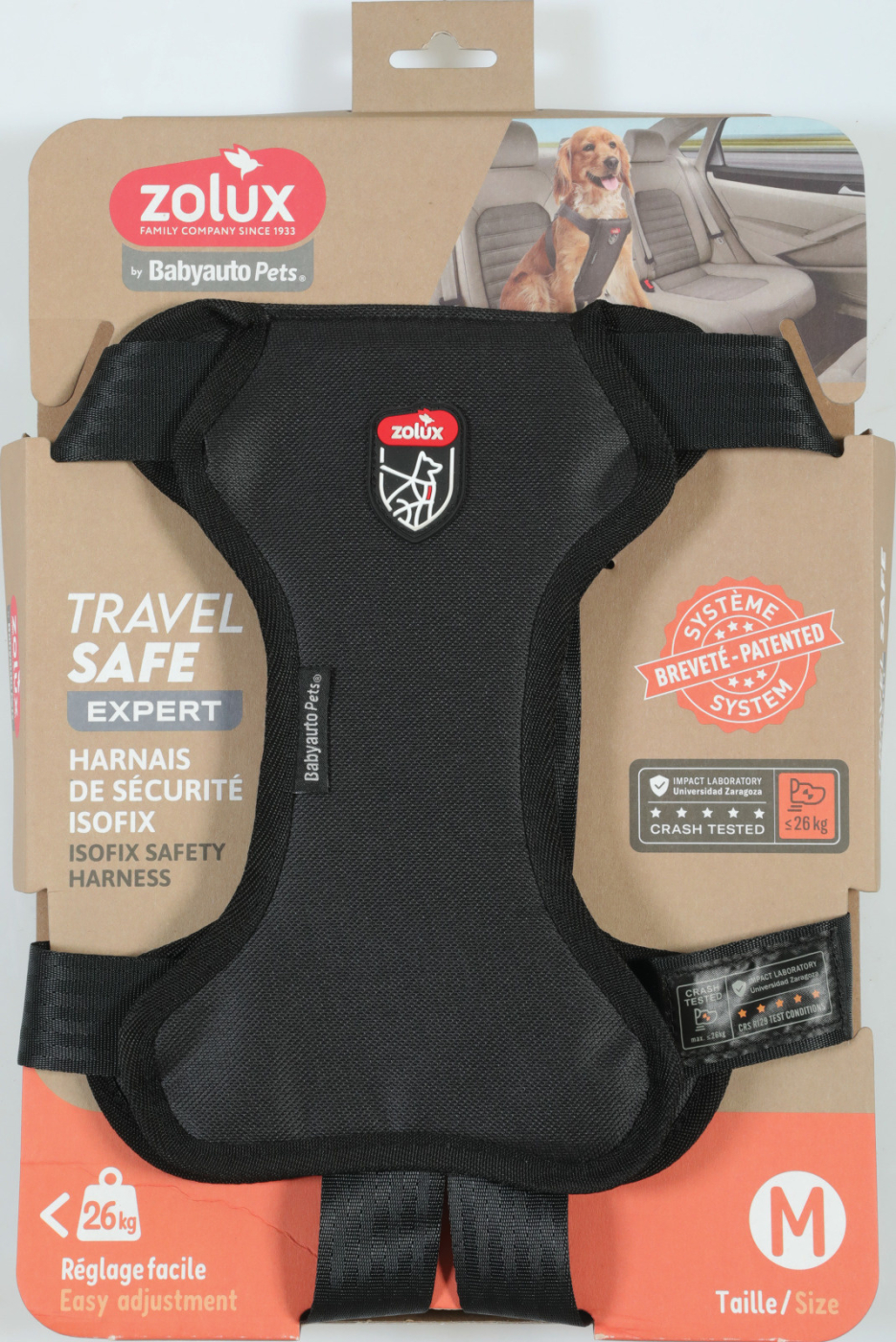 Postroj TRAVEL SAFE M Isofix černý Zolux