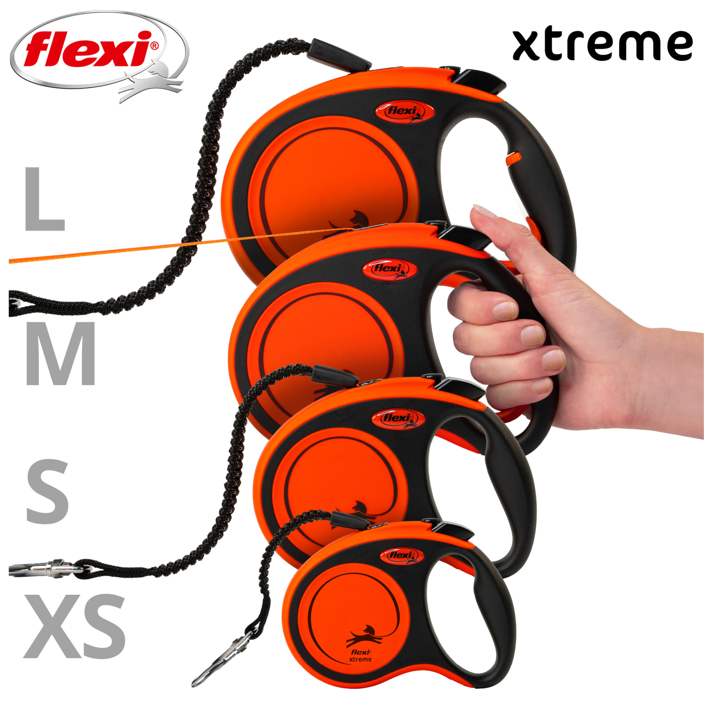 Vodítko FLEXI Xtreme L pásek 5m/65kg oranžová